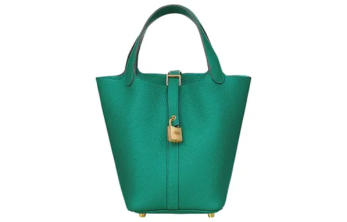 HERMES Picotin Lock Clemence Bullock Leather Basket Bag, Bucket Bag, Handbag 18 Women's
