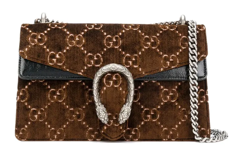 GUCCI Dionysus Velvet Shoulder Bag, Crossbody Bag Regular Women's Brown