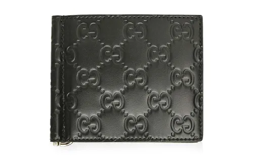 GUCCI Cow Leather Wallet Men's Black