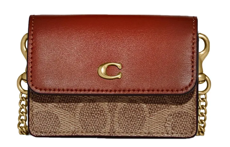 COACH Canvas With Leather Crossbody Bag Card Holder Women's Brown