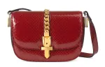 GUCCI Sylvie 1969 Python Skin Shoulder Bag, Crossbody Bag Mini Women's Red