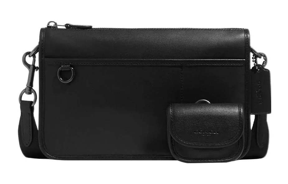 COACH Heritage Cow Leather Crossbody Bags Medium Men's Black