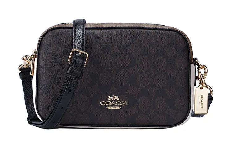 COACH PVC Shoulder Bag Women's Dark Brown Multicolor