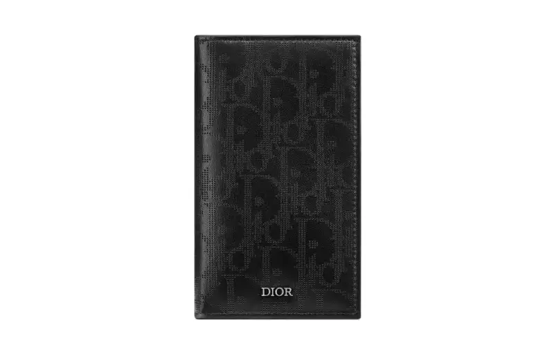 DIOR Cow Leather Card Holder Wallet Men's Black