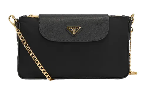 PRADA Saffiano Cow Leather Shoulder Bag Regular Women's Black