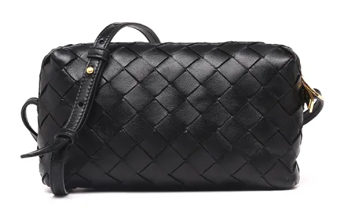 Bottega Veneta Intrecciato Crossbody Bag Gold tone Black