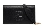 GUCCI Soho Leather Wallet, Shoulder Bag, Crossbody Bag Women's Black