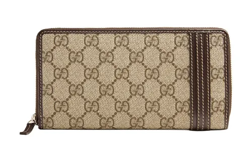GUCCI Canvas With Leather Wallet Men's Ebony/Brown