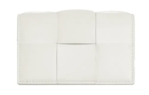 Bottega Veneta Woven Leather Card Holder Women's Pink White