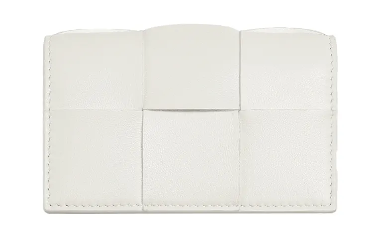Bottega Veneta Woven Leather Card Holder Women's Pink White