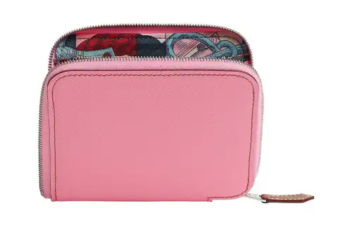 HERMES Silk'In Epsom Leather Wallet Regular Women's Pink