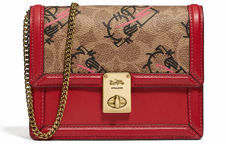 COACH Hutton Artificial Leather Shoulder Bag Regular Women's Red