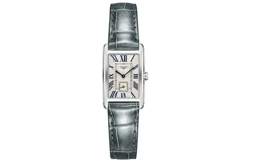 LONGINES Quartz waterproof dial, case stainless steel, watch strap, quartz mechanism, 30meter, 32mm, crocodile