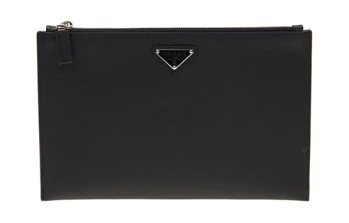PRADA Cow Leather Clutch Men's Black