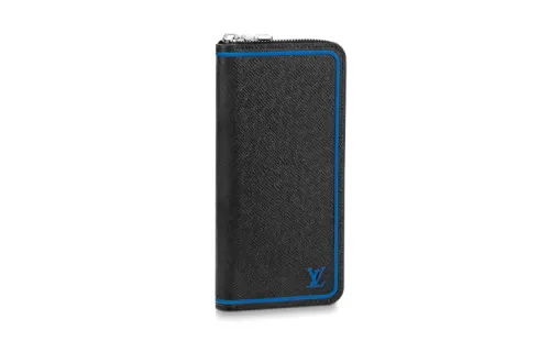 LOUIS VUITTON Zippy Cow Leather Wallet Men's Black