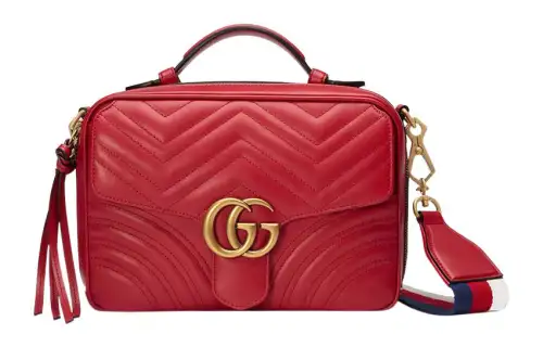 GUCCI Leather Portable Crossbody Bag, Shoulder Bag Women's Red