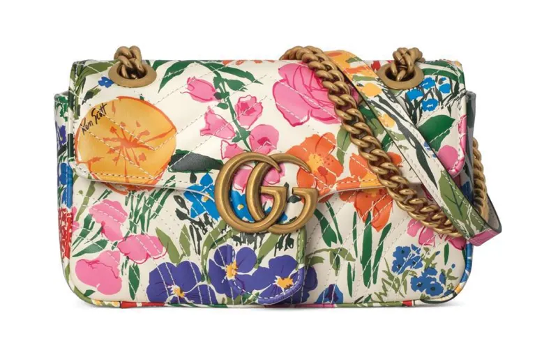 GUCCI GG Marmont Quilted Leather Crossbody Bag, Shoulder Bag Small Women's Ivory White