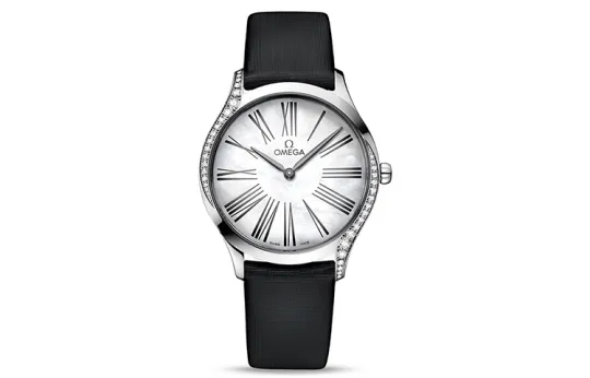 OMEGA Disc Fly Collection Quartz Movement Women's Watch 36mm White Dial Steel Watch Case Fabric Strap