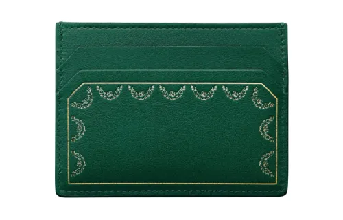 CARTIER Guirlande Cow Leather Card Holder Women's Green