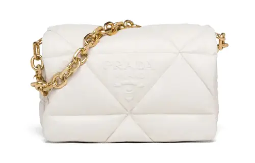 PRADA Lambskin With Leather Shoulder Bag, Crossbody Bag Women's White