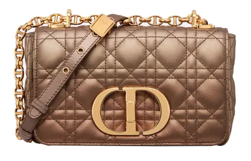 DIOR Lambskin Shoulder Bag, Crossbody Bag Small Women's Metallic Pink Red