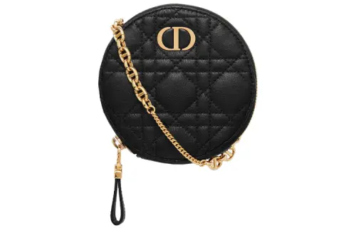 DIOR Caro Cow Leather Coin Purse, Clutch Regular Women's Black