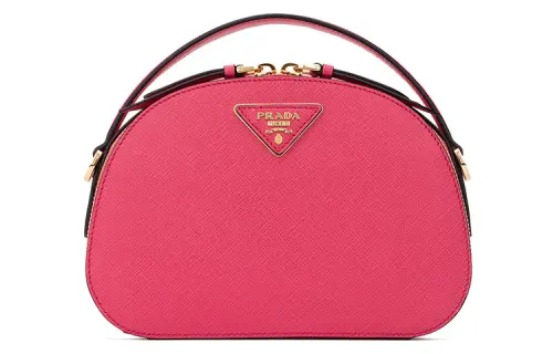 PRADA Saffiano Zip Closure Cow Leather Crossbody Bag Regular Women's Magenta Pink