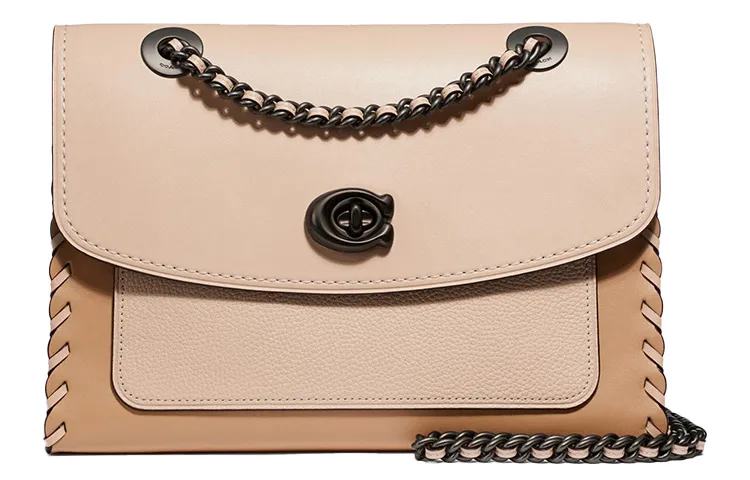 COACH PARKER Calfskin Leather Crossbody Bags Medium Women's Light Khaki