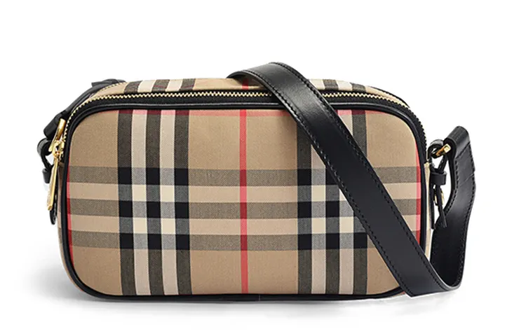 Burberry Fabric With Leather Fanny Pack Camera Bag Crossbody Bag Shoulder Bag Women's Yellow Brown