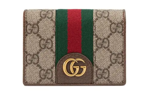 GUCCI Ophidia Canvas With Leather Wallet Unisex Beige