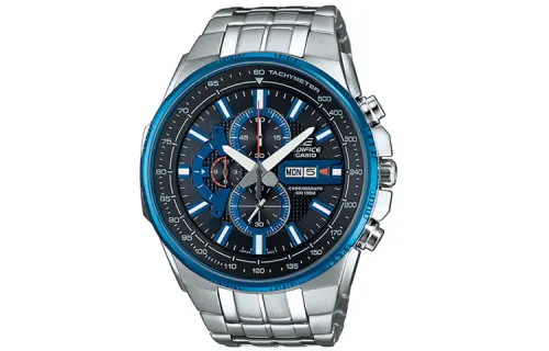 CASIO Casio, classic capacious quartz dial, watch strap stainless steel, blue men's watch, quartz mechanism, Japanese and Korean