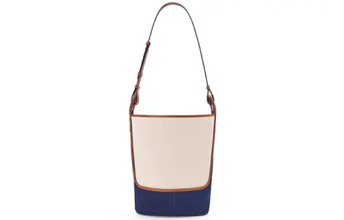 LOEWE Canvas With Calfskin Bucket Bag, Hobo Bag, Shoulder Bag, Crossbody Bag Women's Beige/Blue