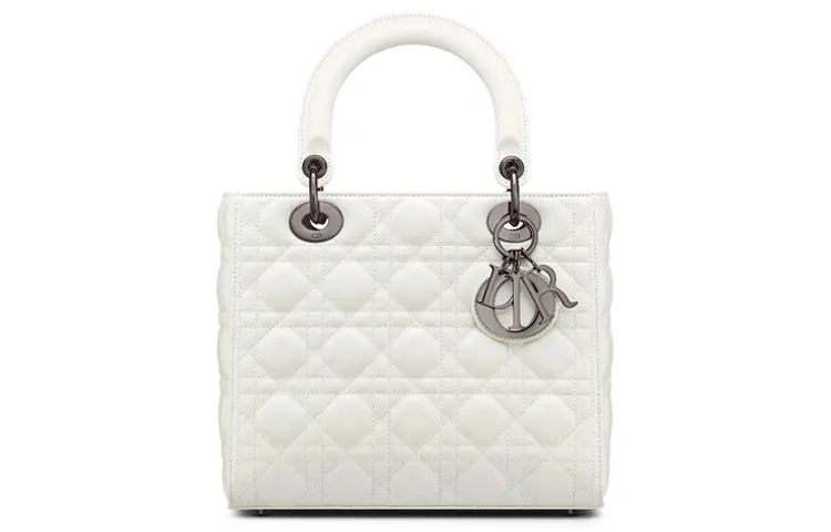 DIOR Lady Dior Sheepskin Handbag, Shoulder Bag, Crossbody Bag, Handbag Medium Women's Milk White