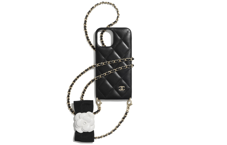 CHANEL Sheepskin Phone Case And Cell Phone Pouch Women's Black