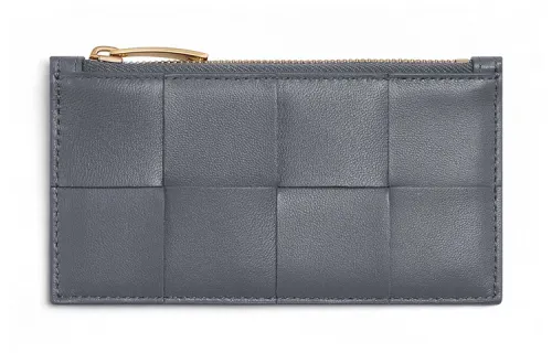 Bottega Veneta Leather Card Holder Women's Gray