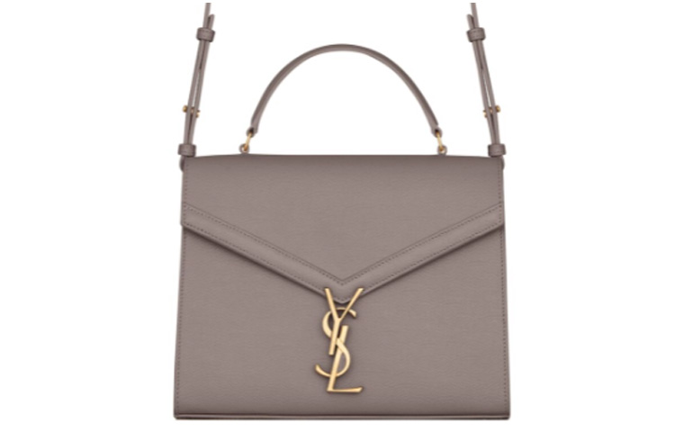 SAINT LAURENT CASSANDRA Grained Embossed Leather Crossbody Handbag, Shoulder Bag Medium Women's Mist White