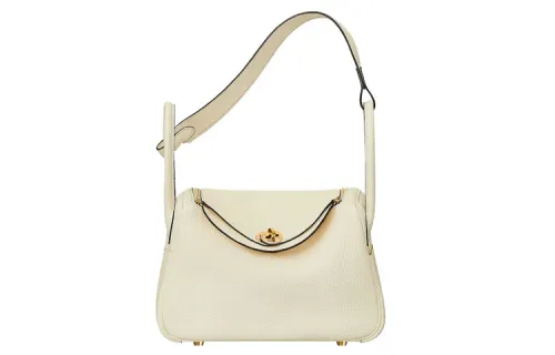 HERMES Lindy Clemence Bullock Leather Handbag 26 Women's I2 Nata Cream White