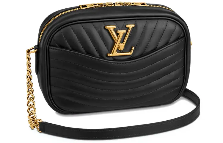 LOUIS VUITTON New Wave Cow Leather Camera Bag Handbag Women's Black