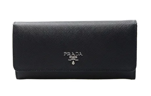 PRADA Saffiano Cow Leather Wallet Unisex Black
