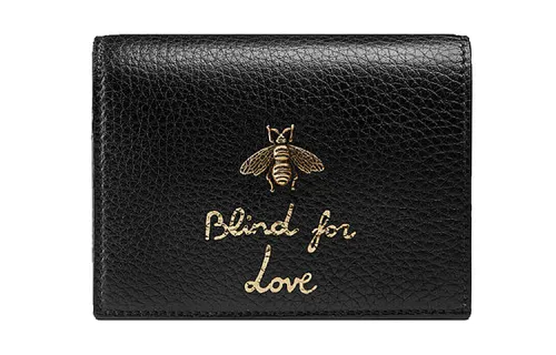GUCCI Leather Wallet, Card Holder Women's Black
