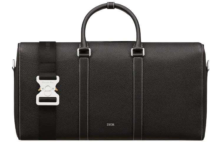 DIOR Lingot Grained Calfskin Travel Bag, Shoulder Bag, Crossbody Bag, Handbag Men's Black