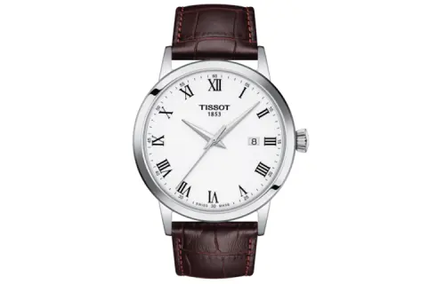 TISSOT Quartz Movement 50m Waterproof Men's Watches Watch 42mm White Dial Stainless Steel Case Leather Strap