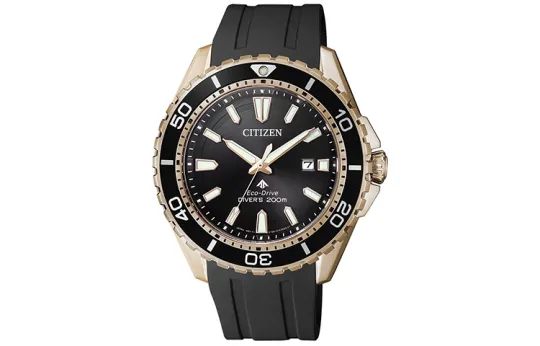 CITIZEN PROMASTER Light Powered Quartz Movement Rubber PU Strap Watch Men's Watches Black Dial
