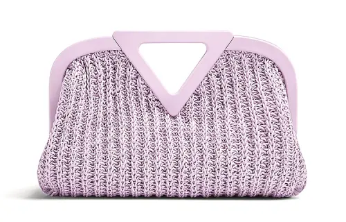 Bottega Veneta Point Leather Clutch Women's Taro Purple