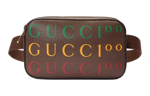GUCCI Leather Fanny Pack, Sling Bag, Shoulder Bag, Crossbody Bag Unisex Brown
