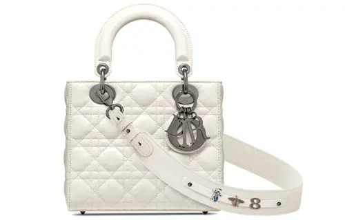 DIOR Lady Dior Sheepskin Handbag, Small Lady Dior Bag, Shoulder Bag, Crossbody Bag, Handbag Small Women's Milk White