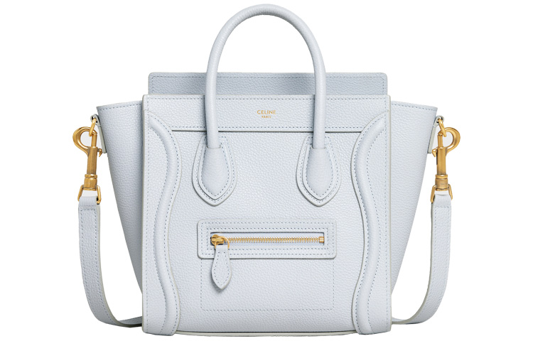 CELINE Luggage Calfskin Handbag, Shoulder Bag, Crossbody Bag Mini Women's Light Blue