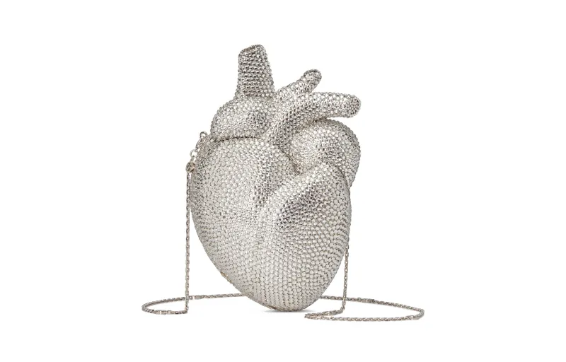 GUCCI Enamel Metal Heart Bag, Clutch Bag, Shoulder Bag, Crossbody Bag Women's Silver White