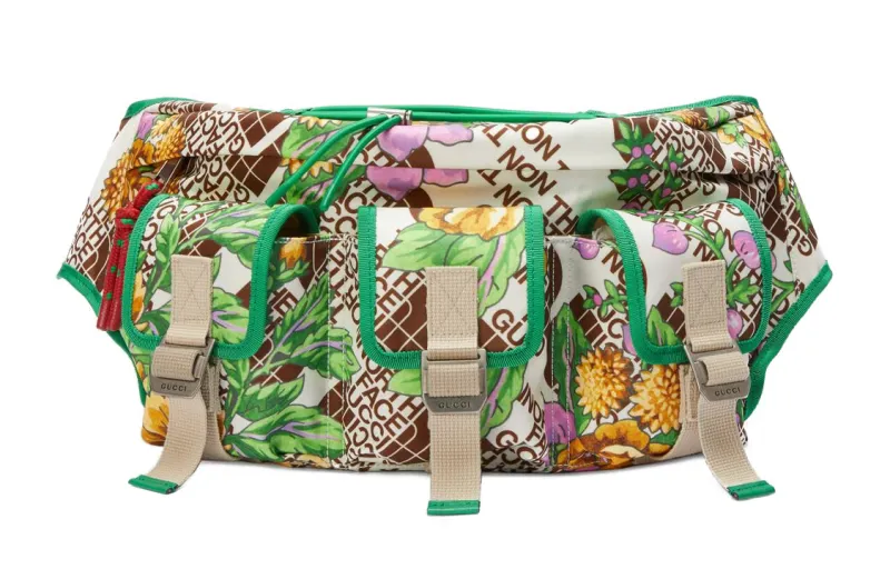 GUCCI The North Face Collaboration Nylon With Leather Combo Fanny Pack Sling Bag Unisex Green