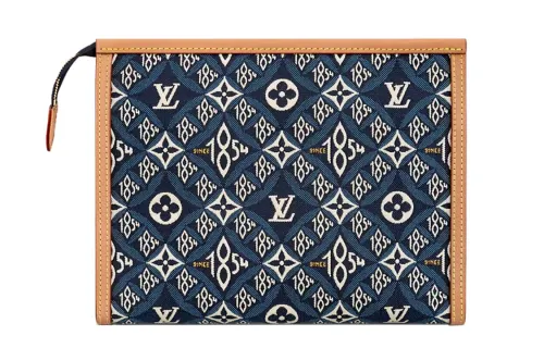 LOUIS VUITTON Natural Cow Leather Toiletry Bag Clutch Toiletry Bag Regular Men's Blue